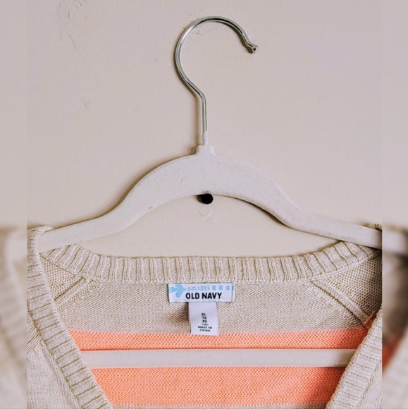 Old Navy Peach Stripe Button-Up Cardigan (XL) - Picture 2 of 3